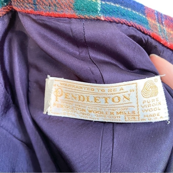 Vintage Pendleton Skirt Women's size 14 Red Blue Green Tartan Plaid Wool Lined - Picture 8 of 9